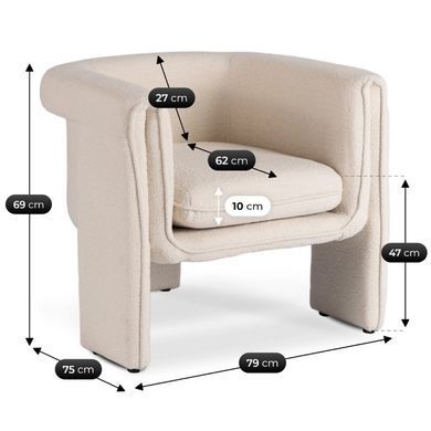 Кресло мягкое MEBEL ELITE GALA Кремовый
