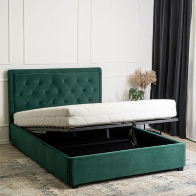 Ліжко двоспальне оксамитове MEBEL ELITE CROS Velvet 160x200 см Зелений