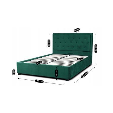 Ліжко двоспальне оксамитове MEBEL ELITE CROS Velvet 160x200 см Зелений