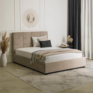Ліжко MEBEL ELITE TINGA Welur 160x200 см Бежевий