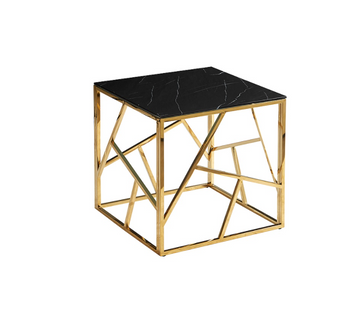 Журнальный столик Escada B II 55x55 см Черный эффект Мрамора / Золото SIGNAL