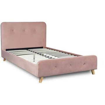 Кровать бархатная MEBEL ELITE MIKEL Velvet 120x200см розовая