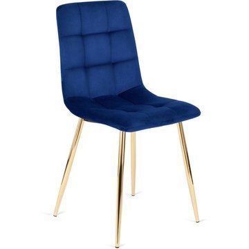 Стілець оксамитовий MEBEL ELITE YORK Velvet Синій / Золотий