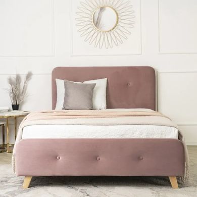 Ліжко оксамитове MEBEL ELITE MIKEL Velvet 120x200см рожевий