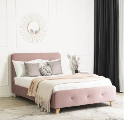 Ліжко оксамитове MEBEL ELITE MIKEL Velvet 120x200см рожевий