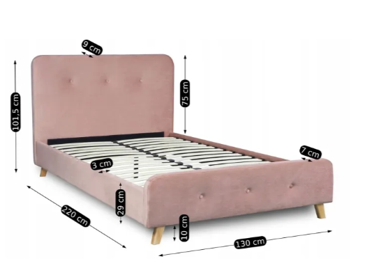 Ліжко оксамитове MEBEL ELITE MIKEL Velvet 120x200см рожевий