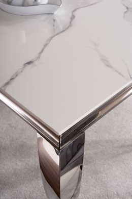Журнальный столик Prince B Ceramic 55x55 см Белый Мрамор / Хром SIGNAL