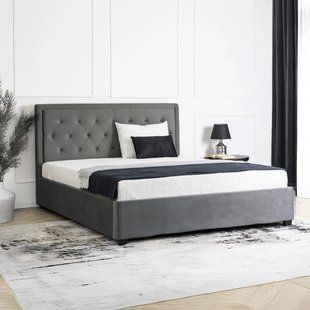 Ліжко MEBEL ELITE CROS Welur 160x200 см Темно-сірий