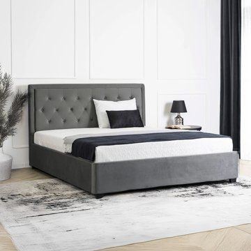 Кровать MEBEL ELITE CROS Welur 160x200 см Темно-серый