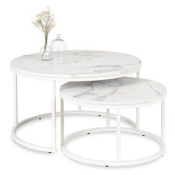 Комплект журнальных столов MEBEL ELITE JOE MAX Marmur 2шт 80*80 см Белый