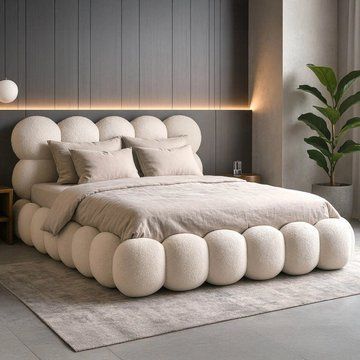 Кровать MEBEL ELITE ANKARA Boucle 140x200 см Кремовая