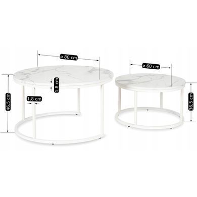 Комплект журнальних столів MEBEL ELITE JOE MAX Marmur 2 шт 80*80 см Білий