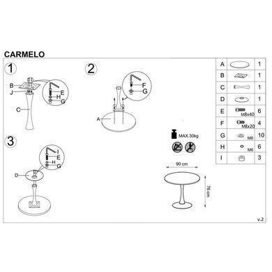 Стіл Carmelo Горіх 100х100 см HALMAR