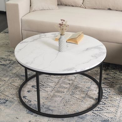 Журнальный столик MEBEL ELITE CONNY MAX 80x80 см Белый мрамор
