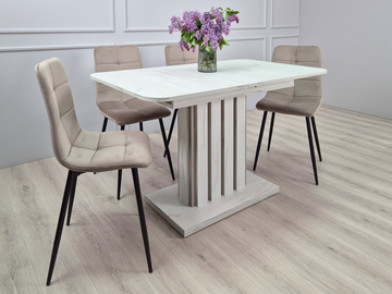Стол INTARSIO LAMAR D/G 140(180)*80 Дуб крафт белый/Глиняный серый