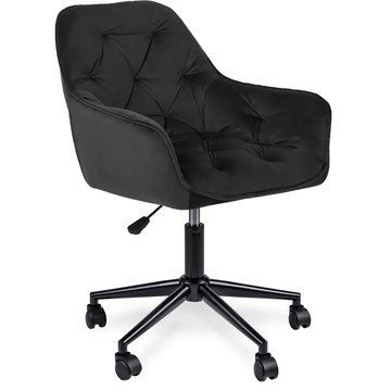 Кресло офисное поворотное бархатный MEBEL ELITE MILAN 2 Velvet Черный / Черный