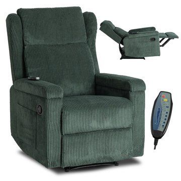 Кресло мягкое раскладное массажное с реклайнером MEBEL ELITE SEBASTIAN Velvet Зеленый