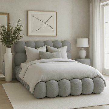 Кровать MEBEL ELITE ANKARA Boucle 160x200 см Серый