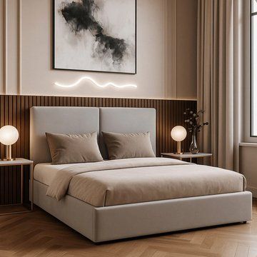 Кровать MEBEL ELITE MARSYLIA Welur 140x200 см Серый