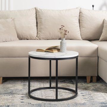 Журнальний стіл MEBEL ELITE CONNY MAX 53*53 см Білий мрамор