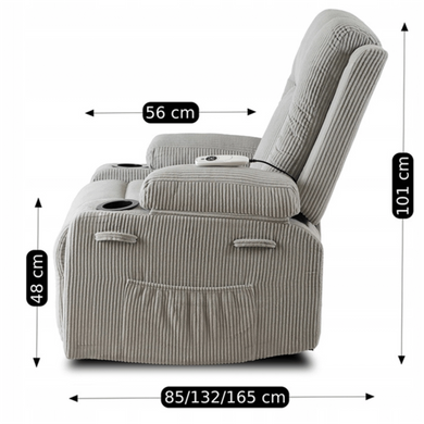 Кресло мягкое раскладное массажное с реклайнером MEBEL ELITE BOX Velvet Серый