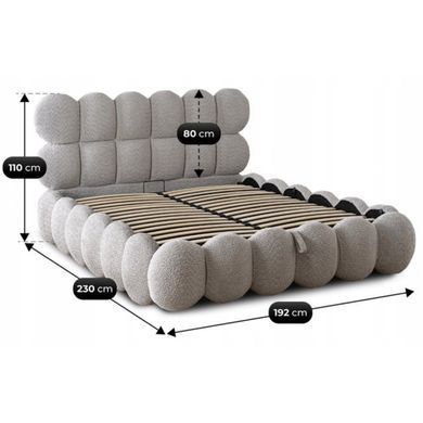 Кровать MEBEL ELITE ANKARA Boucle 160x200 см Серый