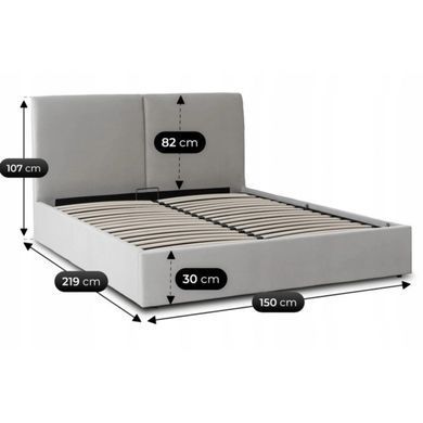 Ліжко MEBEL ELITE MARSYLIA Welur 140x200 см Сірий